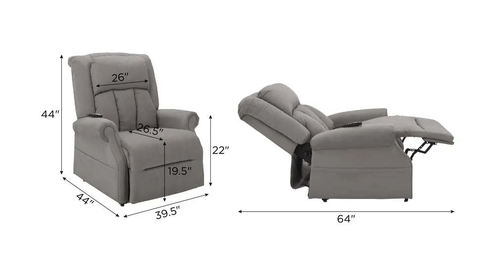 Barett Power Lift Recliner w/ Heat & Massage Dimensions
