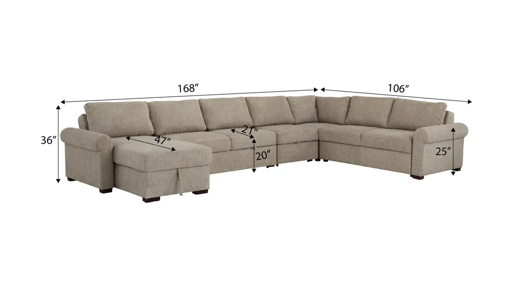 Juniper 6-pc. Sectional Dimensions