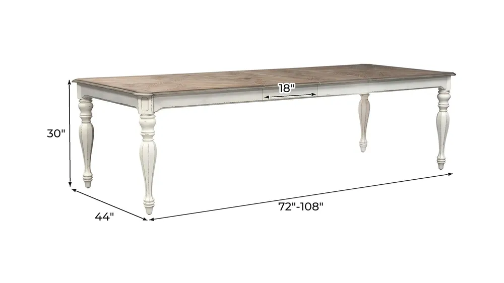 Magnolia Manor Rectangular Leg Table Dimensions