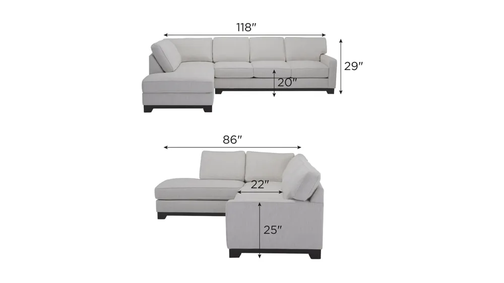 Artemis I 2-pc. Sleeper Sofa Chaise Dimensions