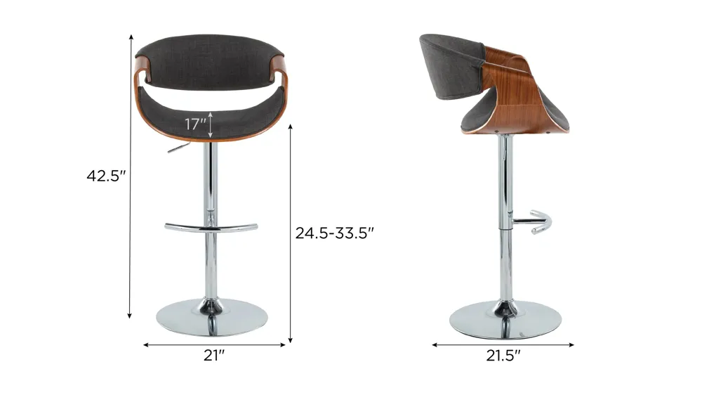 Curvo Adjustable Barstool - Set of 2 Dimensions