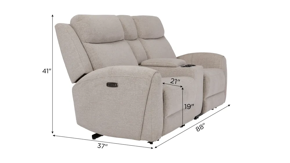 Newell 3-pc. Dual Power Console Loveseat Dimensions