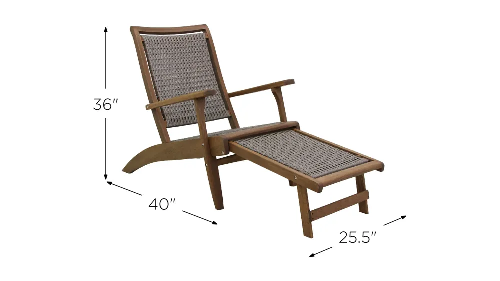 Ocean Ave Outdoor Lounger with Ottoman Dimensions