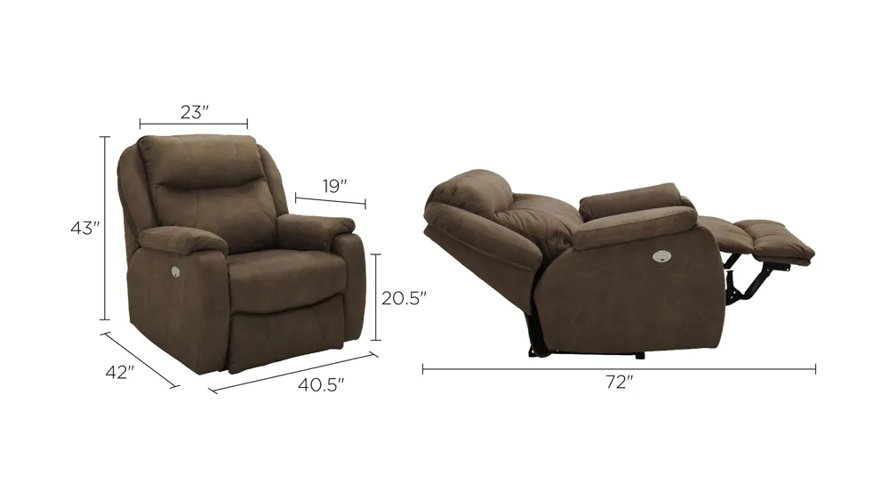 Watson Microfiber Power Recliner w/ Power Headrest Dimensions