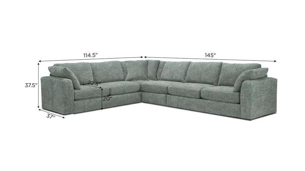 Nappily 4-pc. Sectional Dimensions