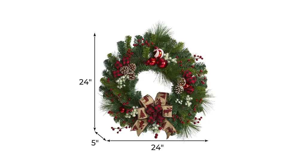 24in. Christmas Pine Artificial Wreath Dimensions