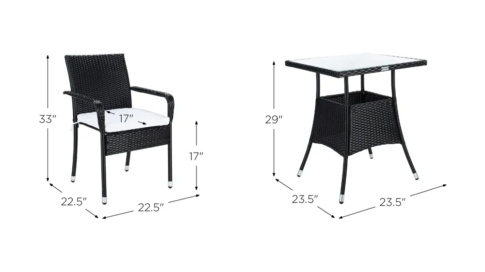 Del Bistro Set Dimensions