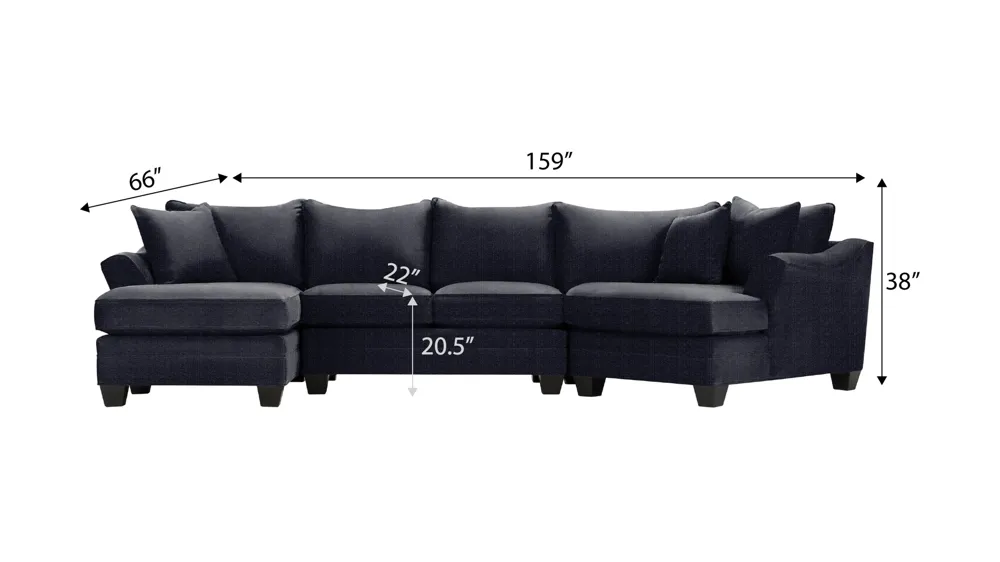Foresthill 3-pc. Left Hand Facing Sectional Sofa Dimensions