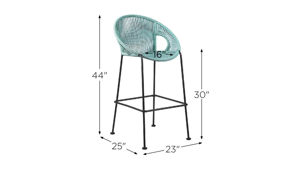 Acapulco 30" Indoor Outdoor Steel Bar Stool Dimensions