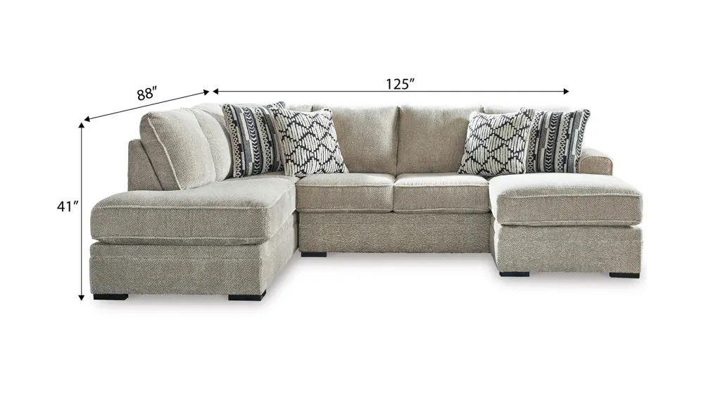 Calnita 2-pc. Sectional with Chaise Dimensions