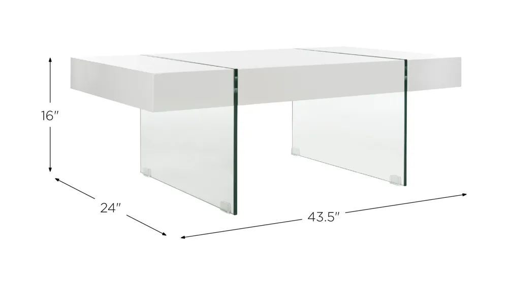 Maris Rectangular Glass Leg Modern Coffee Table Dimensions