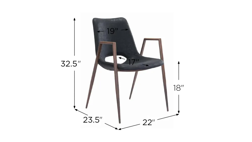 Desi Dining Chair: Set of 2 Dimensions