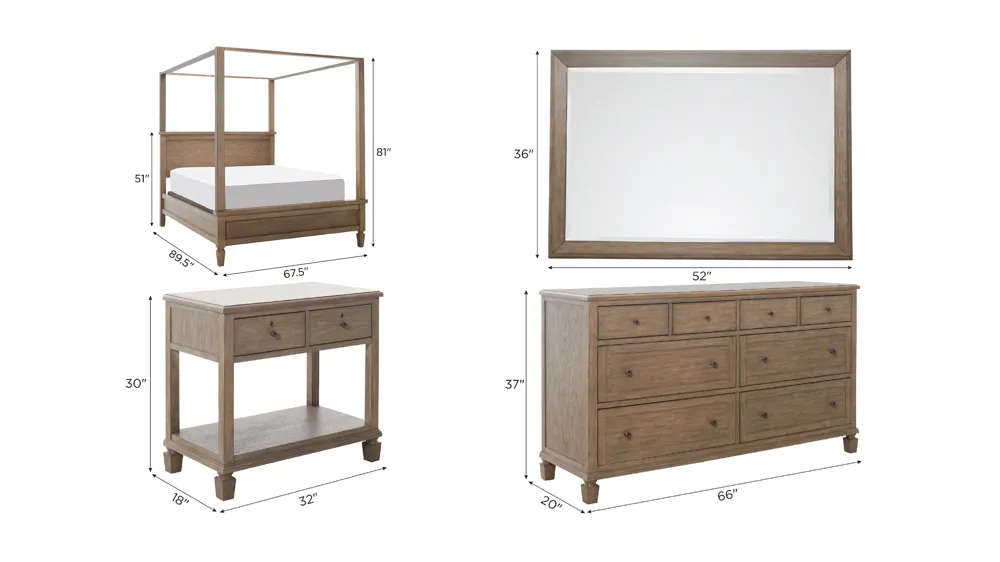 Auberge 4-pc. Bedroom Set Dimensions