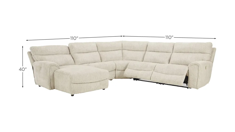 Critic's Corner 5-Piece Power Reclining Sectional Dimensions
