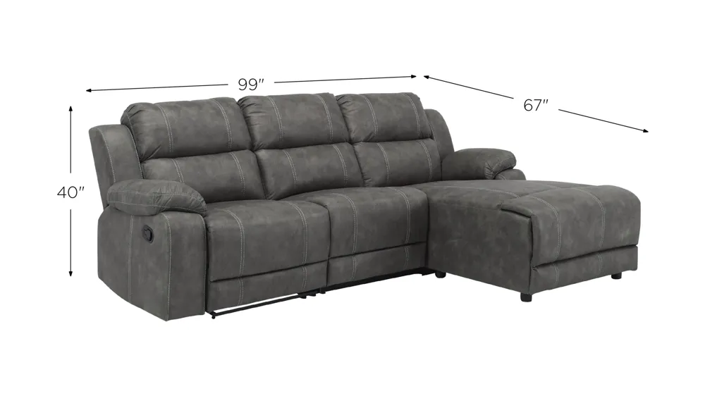 Kerridon 3-pc. Reclining Sectional Dimensions