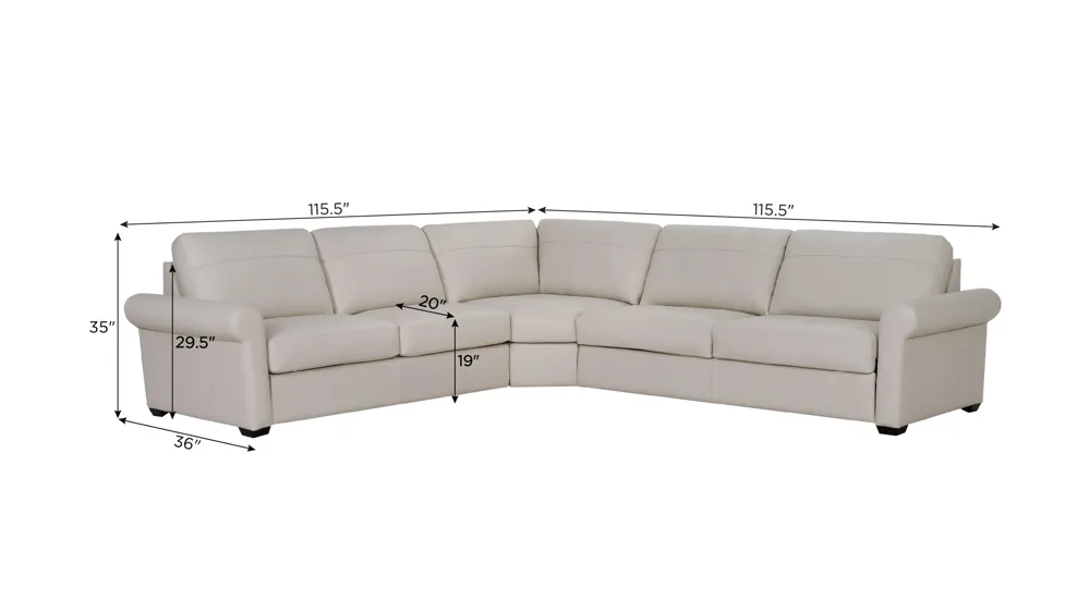 Harley 4-pc. Leather Sectional Dimensions