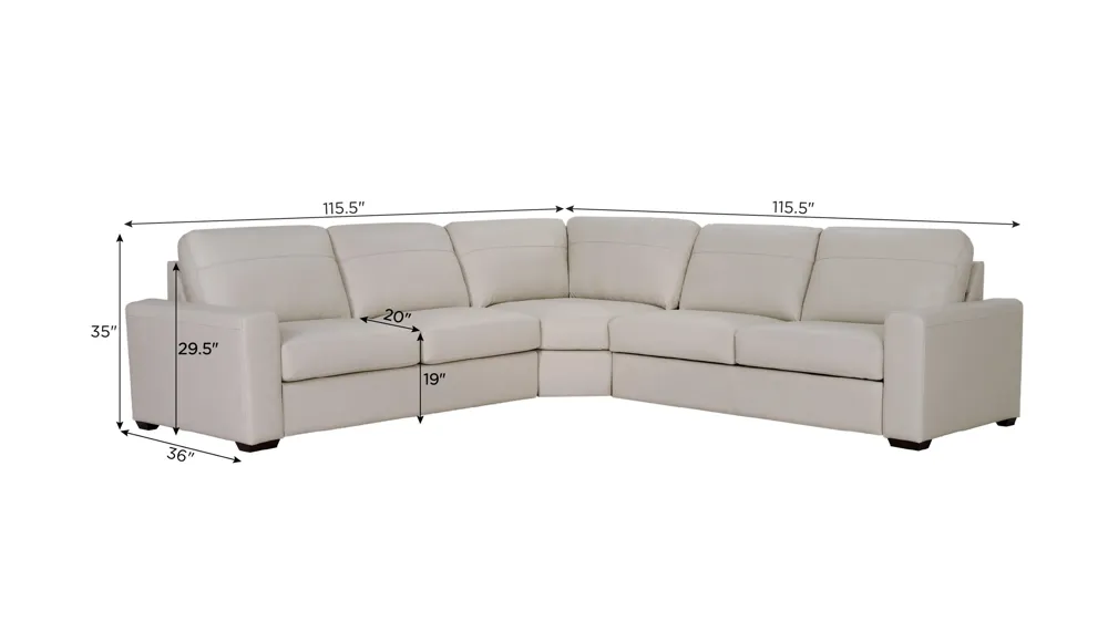 Harley 4-pc. Leather Sectional Dimensions