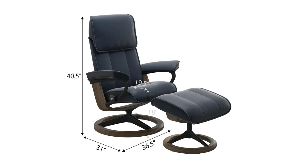 Admiral Large Signature Chair & Ottoman Dimensions