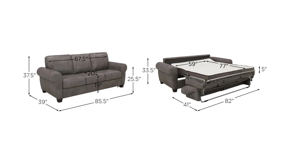 Calabria Leather Queen Sleeper Dimensions