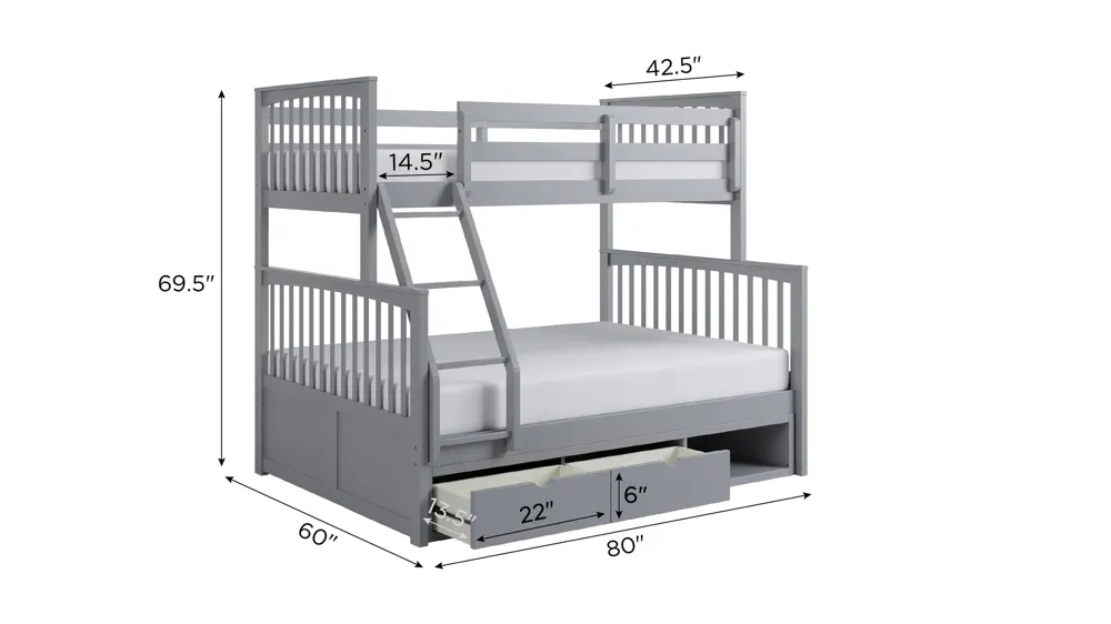 Apollo Bunk Bed with Storage Dimensions