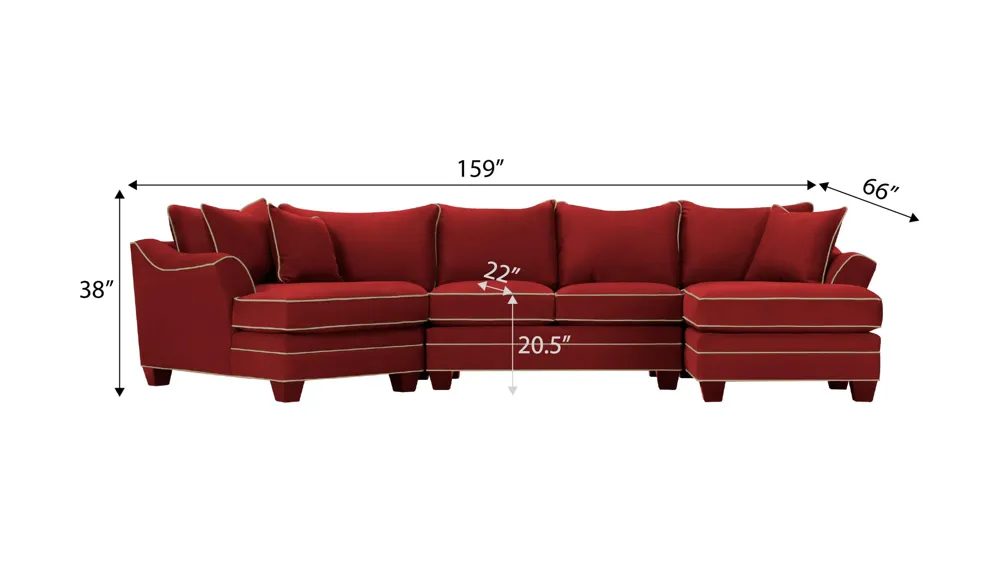 Foresthill 3-pc. Right Hand Facing Sectional Sofa Dimensions