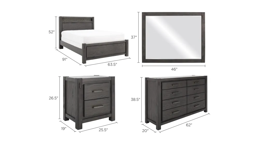 Rockwell 4-pc. Bedroom Set Dimensions