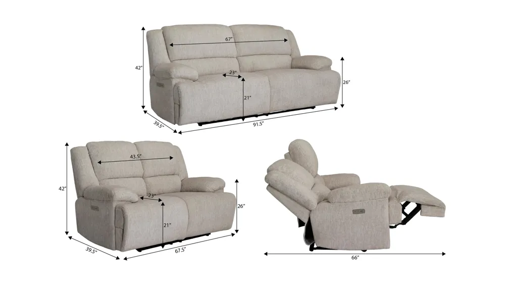 Colburn 2-pc. Power Living Room Set Dimensions