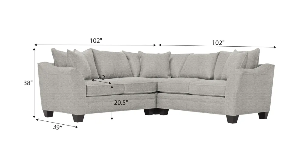 Foresthill 3-pc. Symmetrical Loveseat Sectional Sofa Dimensions