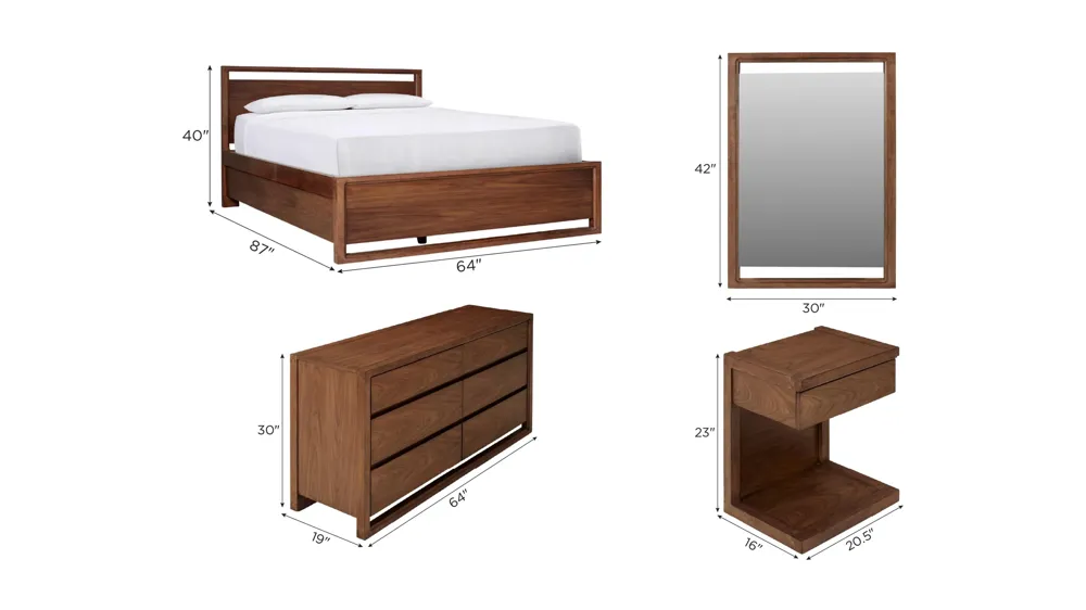 Aversa 4-pc. Bedroom Set w/ 2-Sided Storage Bed and 1-Drawer Nightstand Dimensions