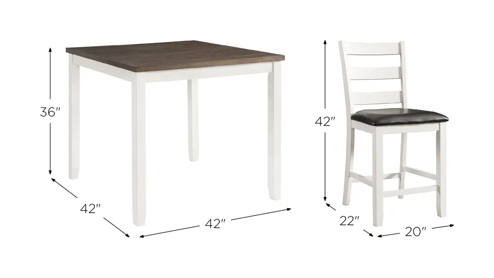 Glenwood 5-pc. Counter-Height Dining Set Dimensions