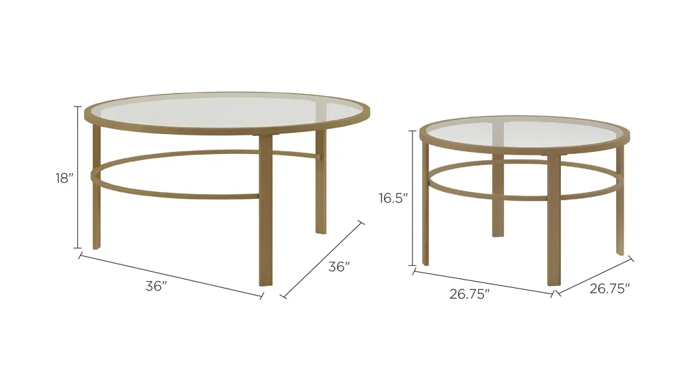 Gaia Round Nesting Coffee Table Set Dimensions