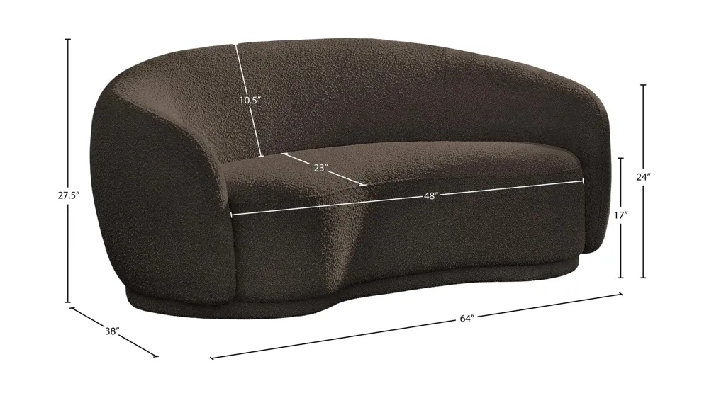 Hyde Boucle Fabric Loveseat Dimensions