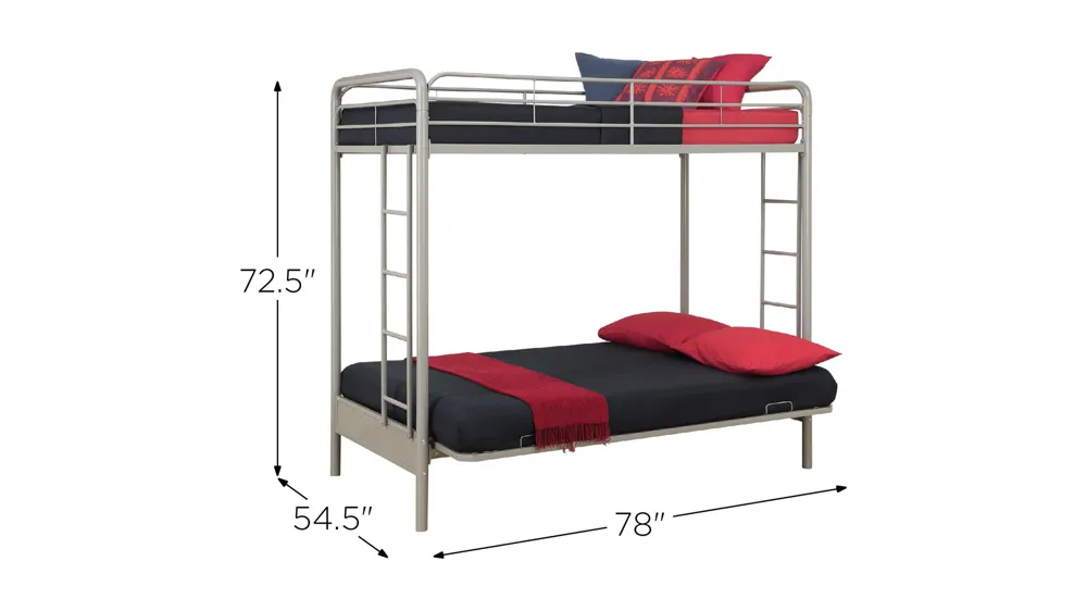Atwater Living Metal Twin Over Futon Bunk Bed Dimensions