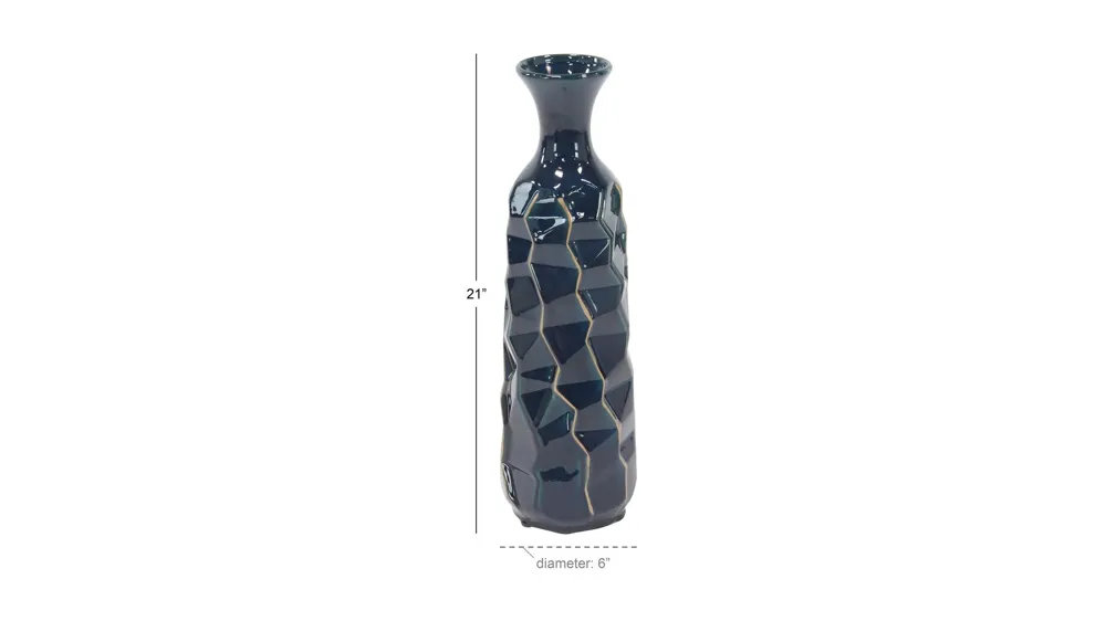 Ivy Collection Blue Ceramic Modern Vase Dimensions