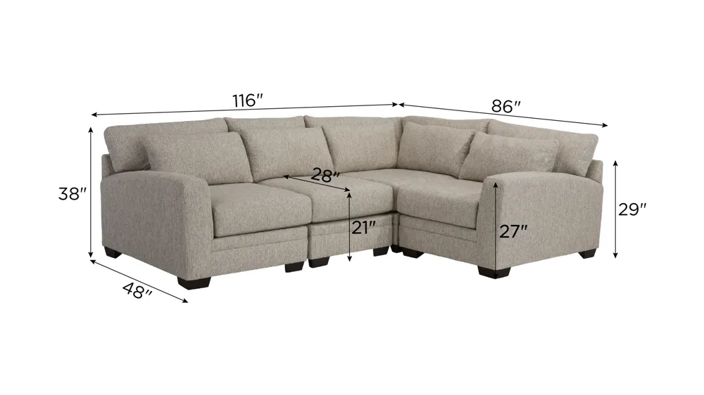 Easton 4-pc. Sectional Dimensions