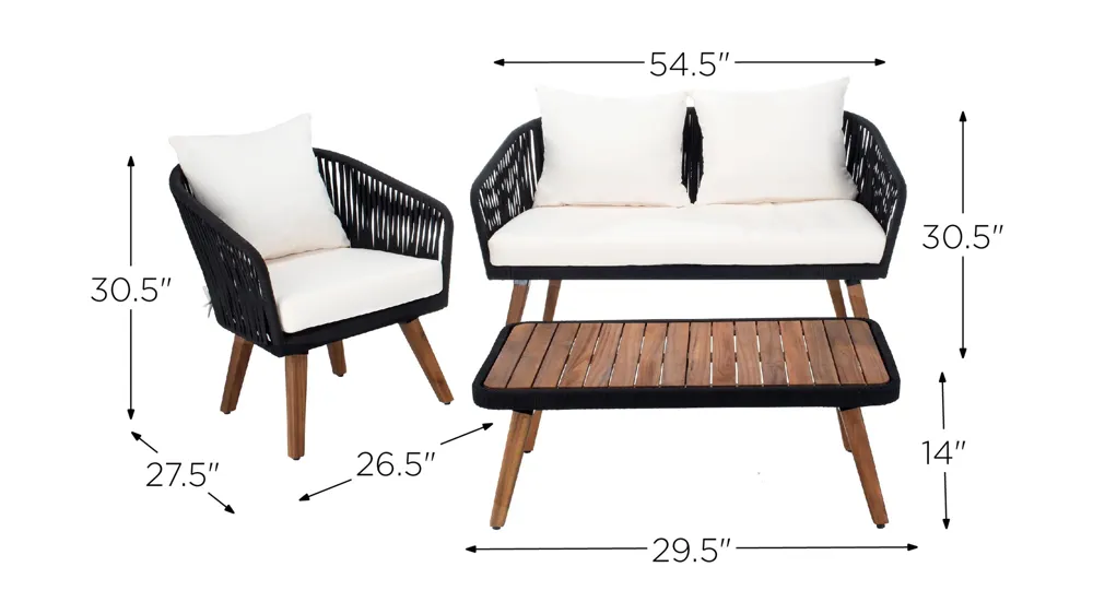 Dandra 4-pc. Patio Set Dimensions