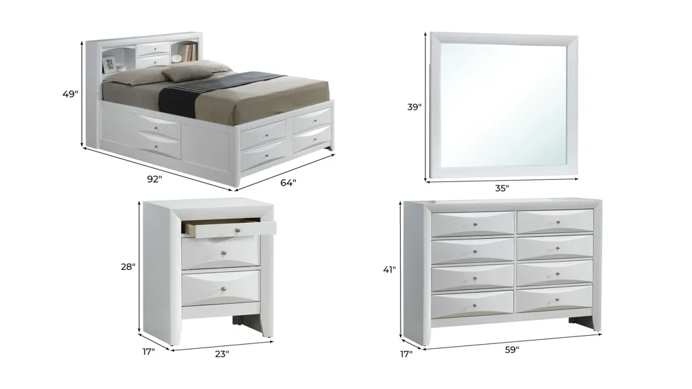 Marilla 4-pc. Captain's Bedroom Set Dimensions