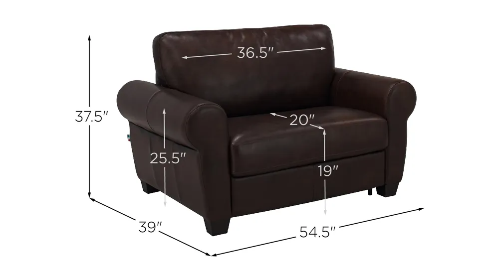 Calabria Leather Twin Sleeper Dimensions