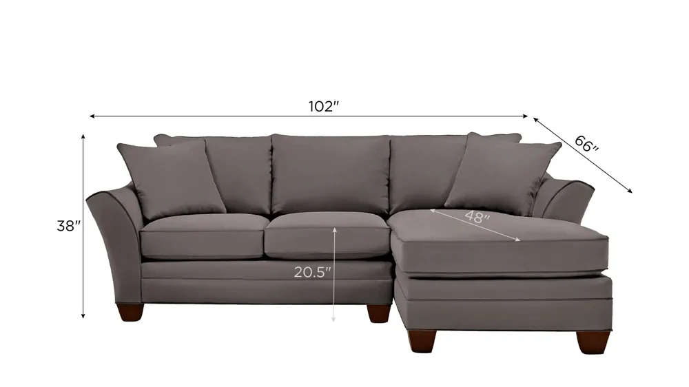 Foresthill 2-pc. Right Hand Chaise Sectional Sofa Dimensions