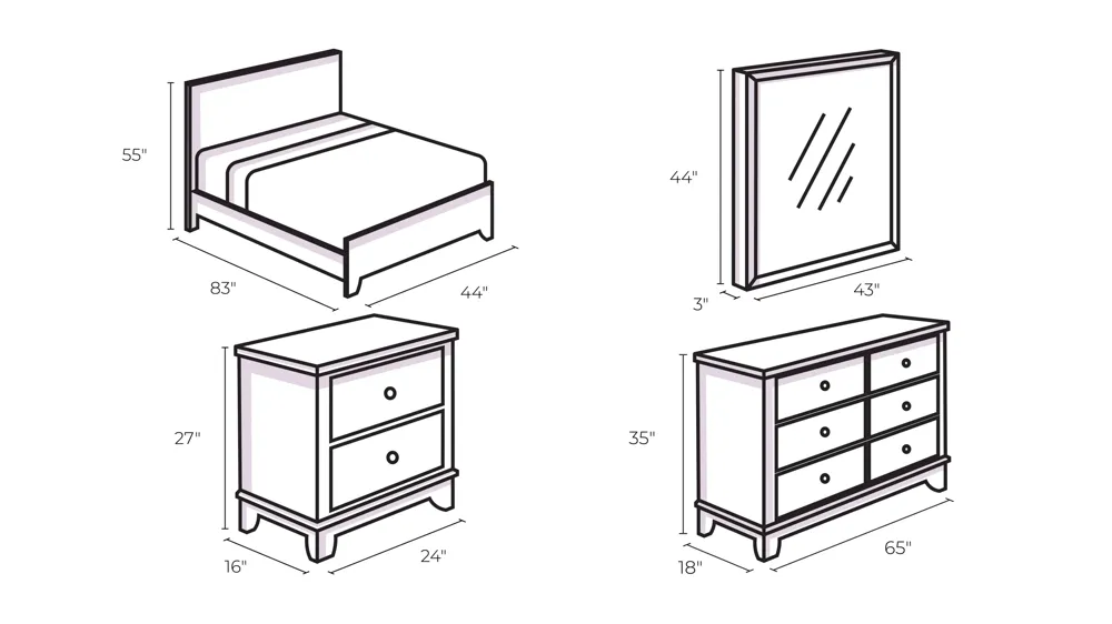 Summit 4-pc. Post Bedroom Set Dimensions