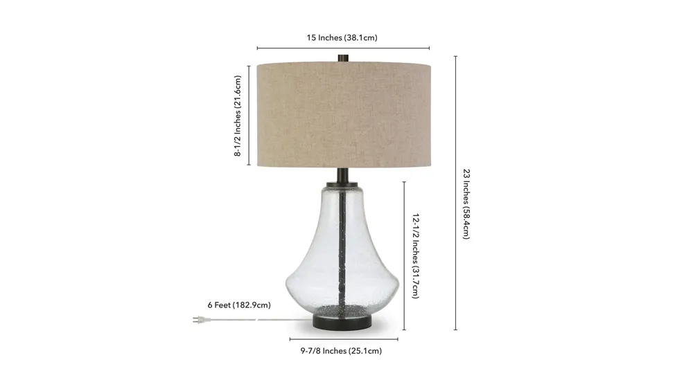 Marcas Seeded Glass Table Lamp Dimensions