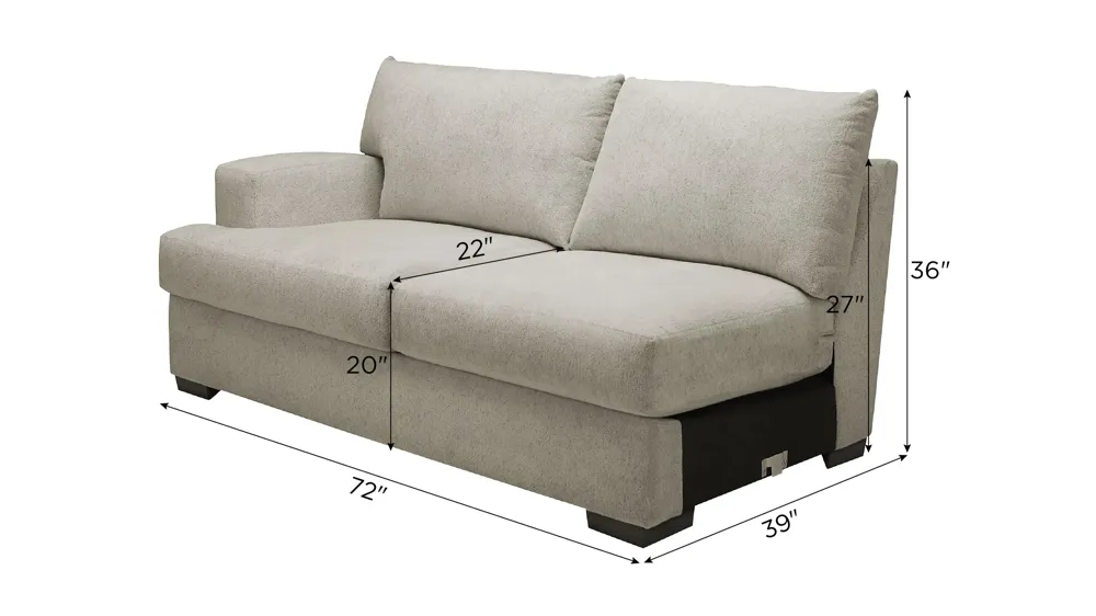 Haley Left Arm Facing Loveseat Dimensions
