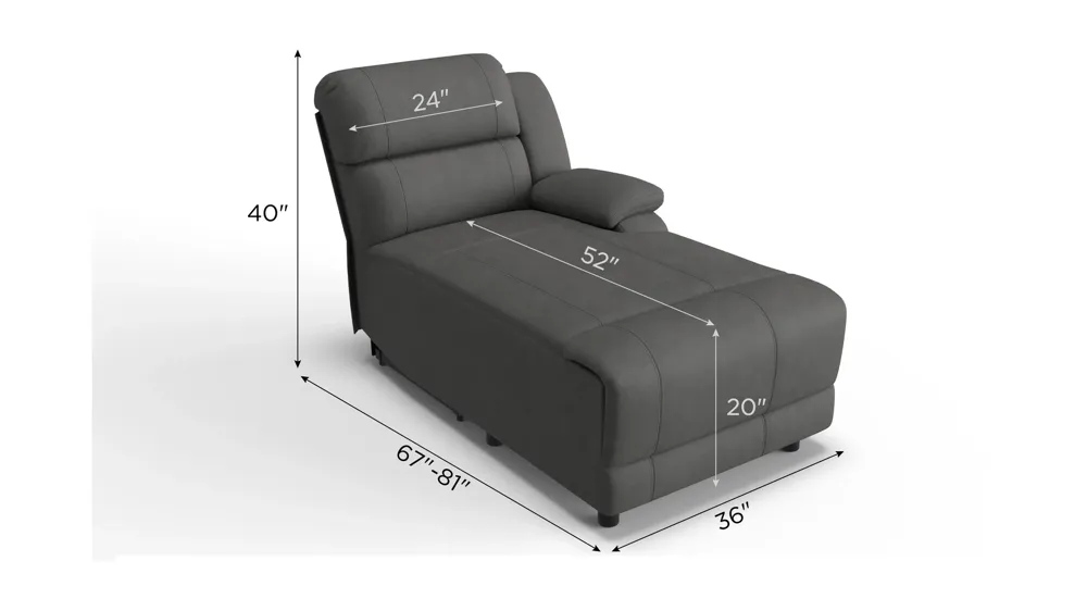 Kerridon  Right Arm Facing Pushback Chaise Dimensions