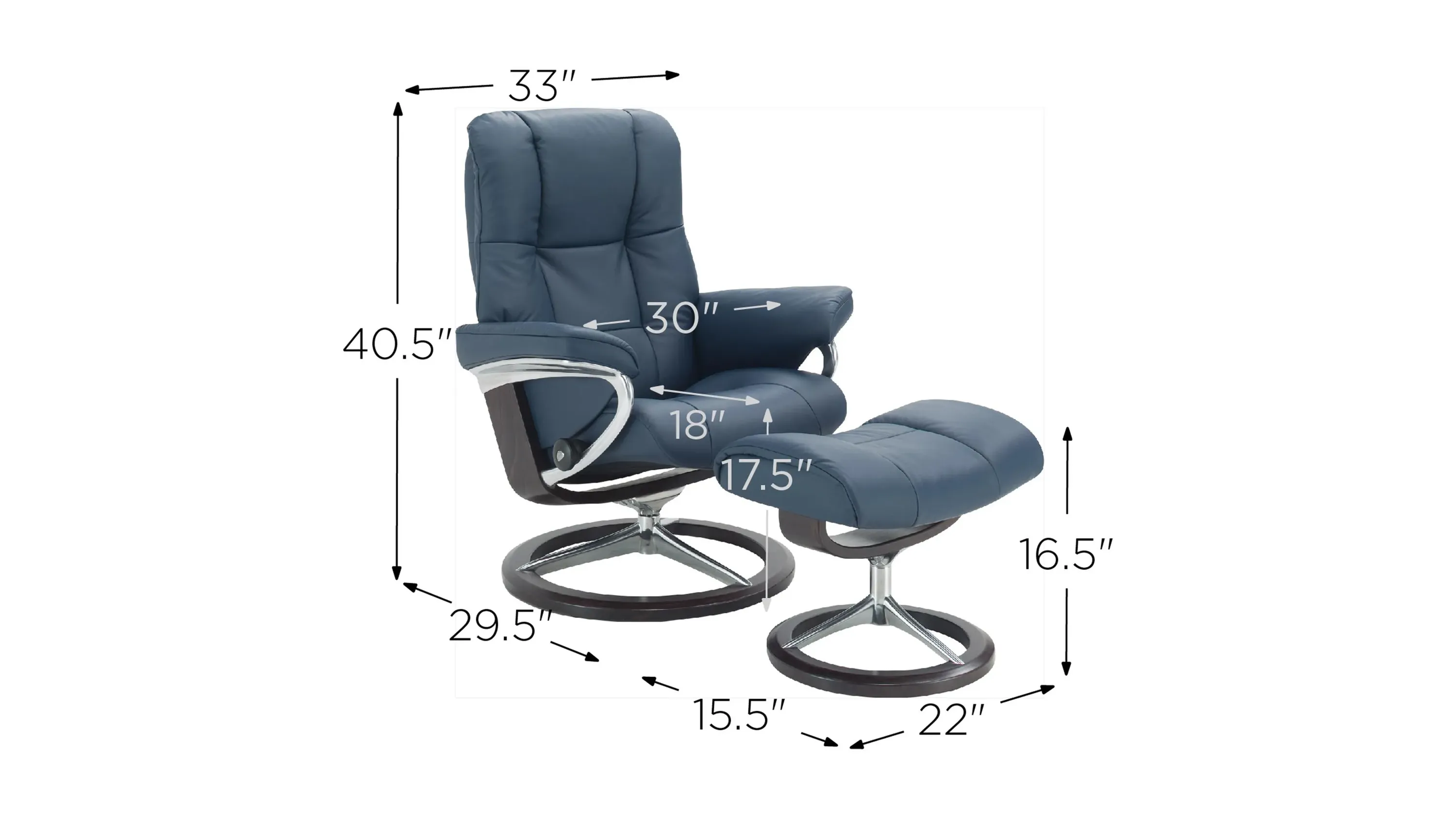 Stressless Mayfair Medium Leather Reclining Chair and Ottoman
