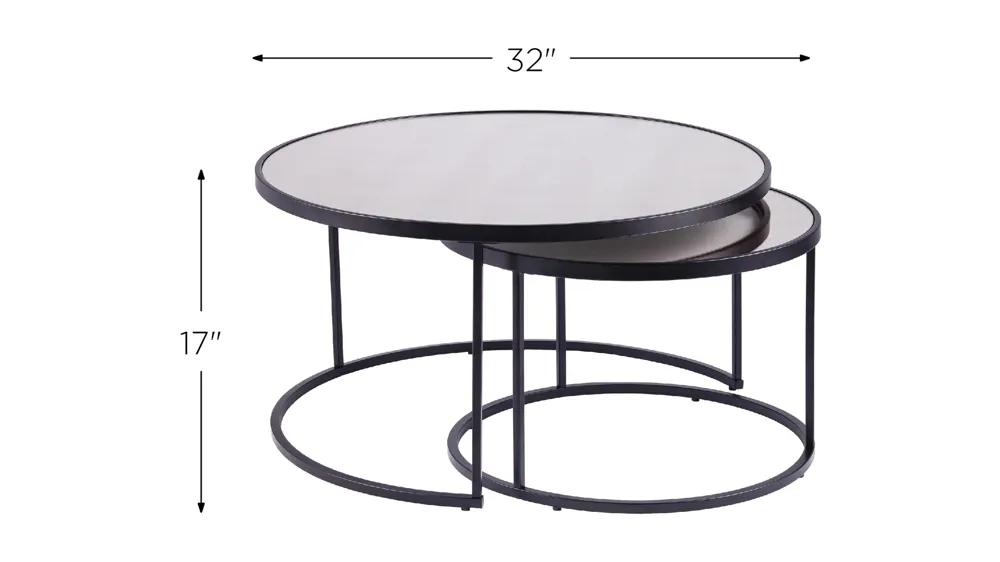 Vannes 2-pc. Round Nesting Cocktail Table Set Dimensions