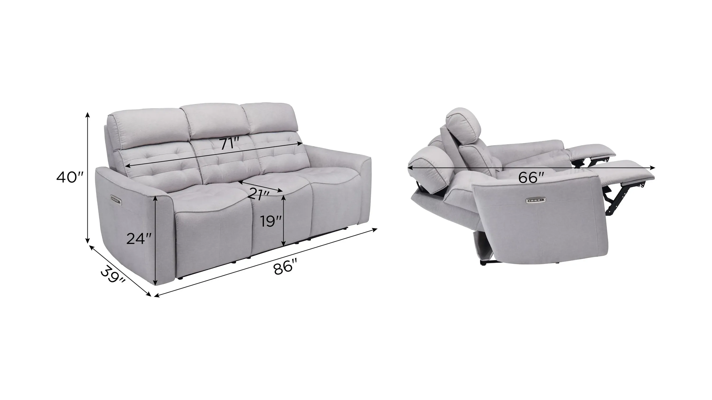 Hanlin Power Sofa w/ Power Headrest, Lumbar and Drop Down Table