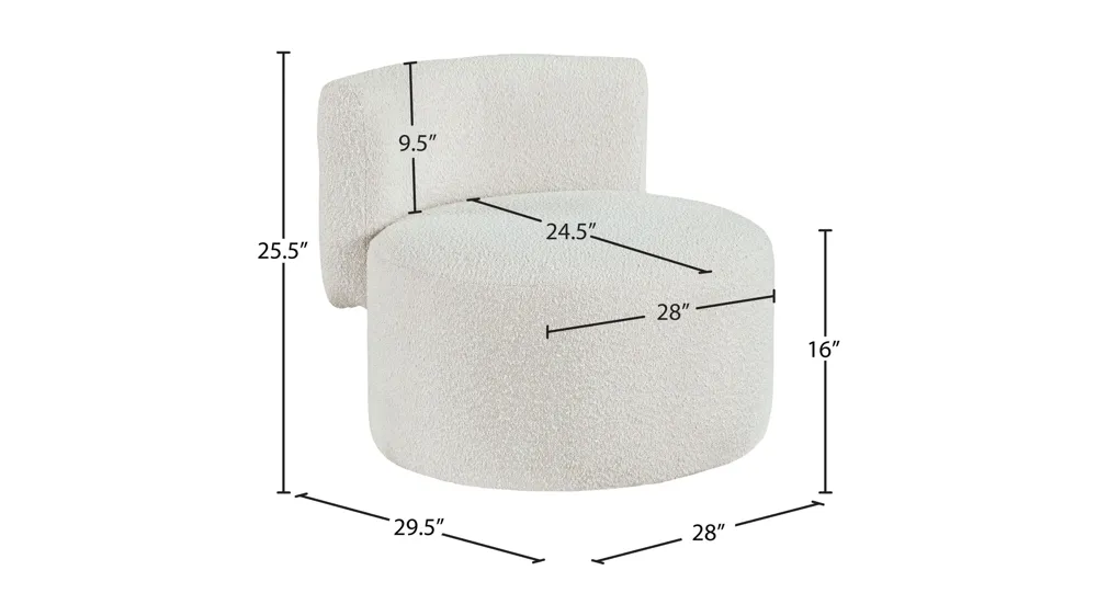 Como Boucle Fabric Accent Chair Dimensions