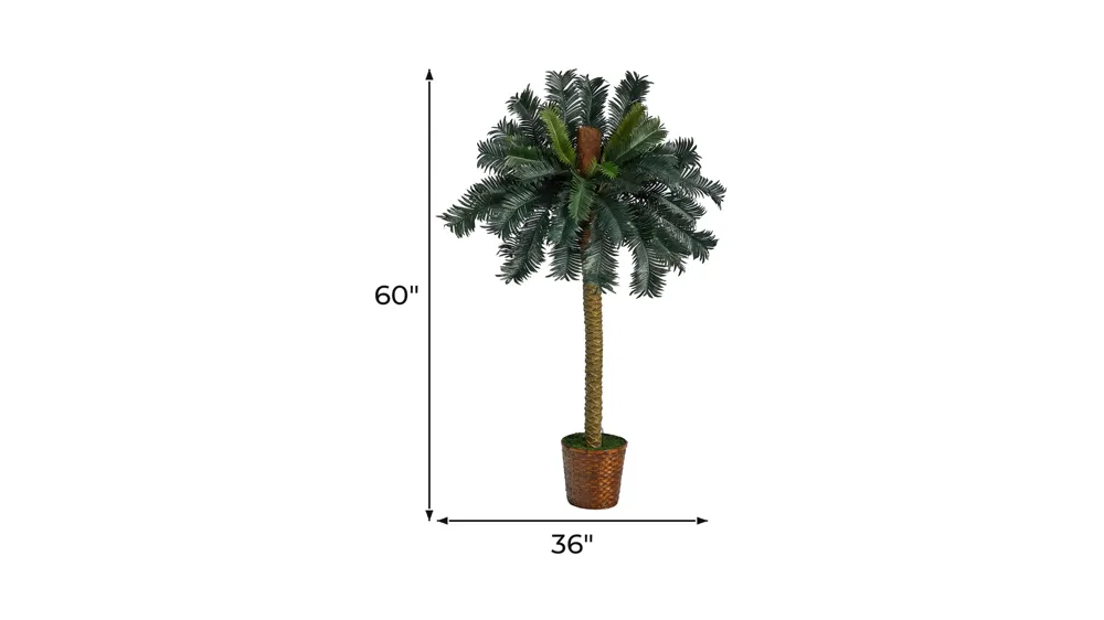 5ft. Sago Palm Artificial Tree in Basket Dimensions
