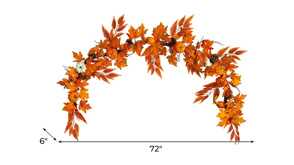 6' Harvest Foliage Artificial Garland Dimensions
