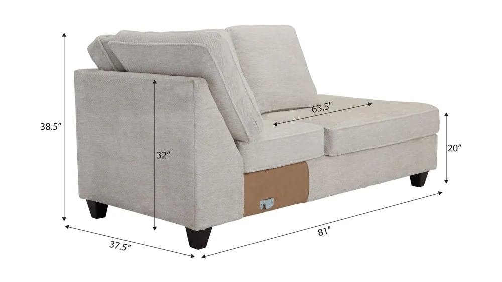 Dune Right Arm Facing Chaise Dimensions